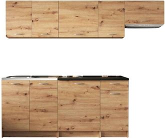 Dmora Cucina completa Urzulei, Set compatto e funzionale con ante e cassetto, Rovere Nodi