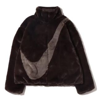 Nike (WMNS) Nike Oversized Swoosh Logo Jacket Asia Sizing Velvet Brown DO3792-220