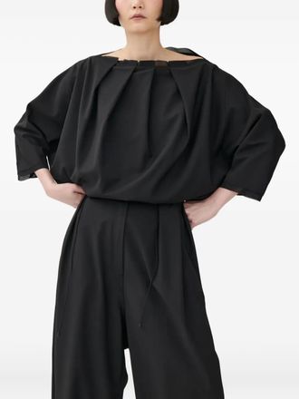 Annette G&ouml;rtz pleated Freya top - women - Polyester/Wool/Recycled Polyester/Elastane - M - Black