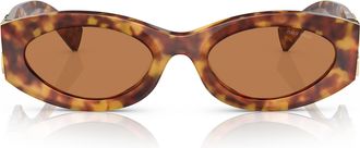 Miu Miu 0mu 11ws Oval Tortoiseshell Sunglasses