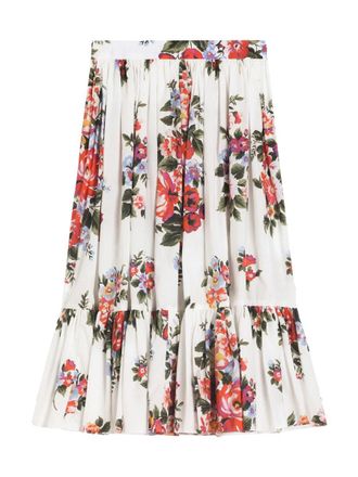 Dolce & Gabbana Floral Cotton Skirt - White