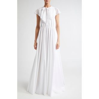 Giambattista Valli Flutter Overlay Cotton Dress in White at Nordstrom, Size 6 Us