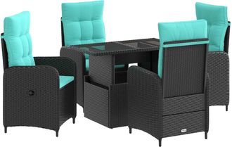 vidaXL Juego De Comedor Para Exteriores 5 Uds. Rat&aacute;n Sint&eacute;tico Vidaxl