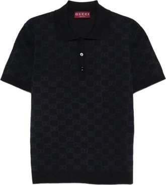 Gucci S/S Polo Cotton Silk 4588 - Heren - Polos - Zwart - L - Katoen - Tops