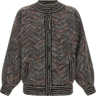 Missoni Chevron Gebreide Bomber - Dames - Truien - Veelkleurig - Maat: XS Wol