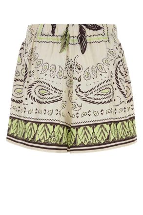 Tory Burch Womens Printed Silk Shorts Mintcockatoo Pocket Bag