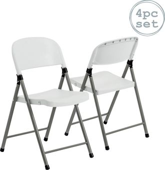 Harbour Housewares Folding Trestle Chairs White Pack of 4