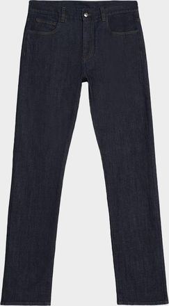 Canali Men & apos;s Dark-Wash Denim Straight Fit Five-Pocket Pants
