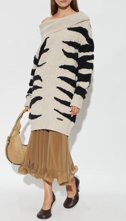 Moschino Turtleneck Dress, Womens, Beige