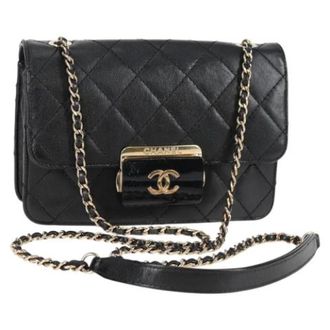 Chanel Pre-owned Leather chanel-bags - Dames - Pre-owned - Zwart - Maat: ONE Size Leer