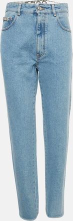 GCDS Gcds Blue Denim Logo Crystal Waist Detail Jeans