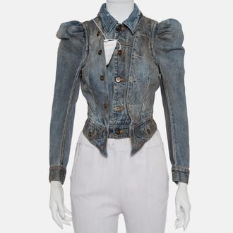 Faith Connexion Blue Denim Muddy Distressed Victorian Jacket