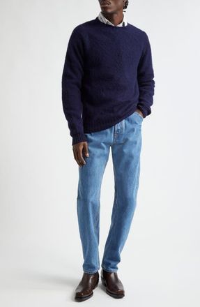 Drake's Brushed Shetland Lambswool Crewneck Sweater in 250 Navy at Nordstrom, Size Small