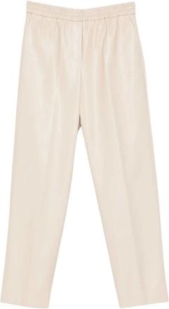 Nude Nude, Broeken, Dames, Beige, S, Leer, Vegan Leather Straight Leg Pant