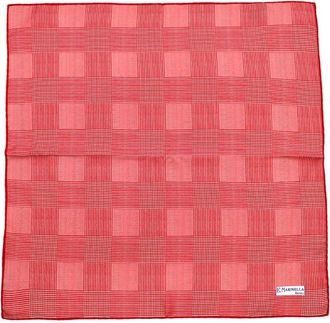 E. Marinella E.Marinella Red Silk Checkered Pocket Square