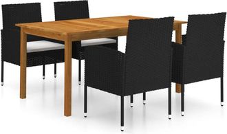 vidaXL Juego De Comedor Para Jard&iacute;n De 5 Piezas Negro Vidaxl