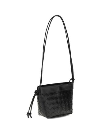 Bottega Veneta Womens Shoulder Bag On Strap Black Leather Black-Gold Calf Black/gold