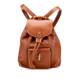 Gucci Pre-owned Womens Bamboo Backpack Leather - Brown - One Size