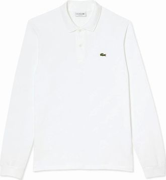 Lacoste Mens Mens White Lacoste L1212 Classic Long Sleeve Polo T-Shirt - Size: 38