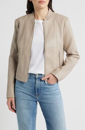 Via Spiga Front Zip Faux Leather Jacket in Dune at Nordstrom, Size X-Large