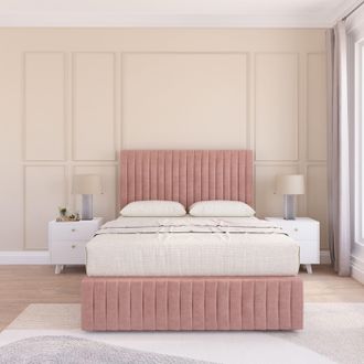 Sloomy Madison Divan Bed Set With No drawers & Matching Footboard - Plush Velvet in Pink | Size: Single