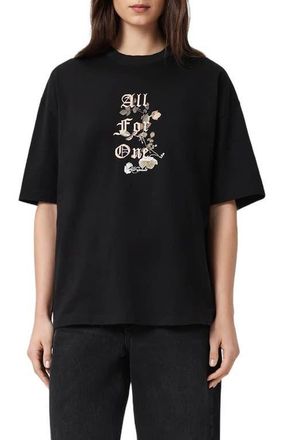 AllSaints Oneness Etta Embroidered Graphic T-Shirt in Black at Nordstrom, Size X-Small