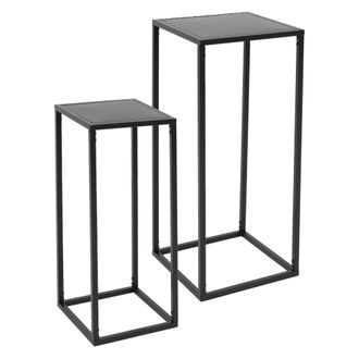ML Design 2x Soportes Para Flores Negro 20x60x20/30x70x30 Cm Estanter&iacute;a Para Macetas Met&aacute;l Resistente A La Intemperie Robusto Estante De Exhibici&oacute;n Para Plantas