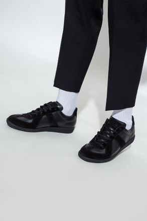 Maison Margiela Leather Sneakers, Mens, Black