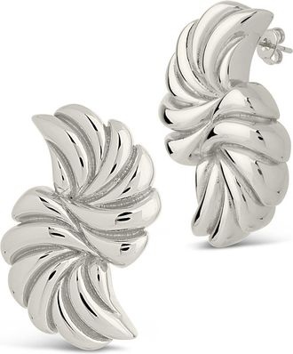 Sterling Forever Twisted Croissant Stud Earrings