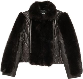 Rotate Faux Fur-trimmed Quilted Leather Jacket