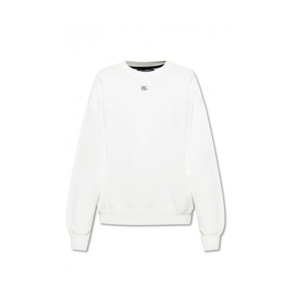 Dolce & Gabbana Pull Rayé à Logo Brodé | Blanc | FR