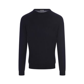 Fedeli Round-neck Knitwear, male, Blue, Size: 5XL Pullover