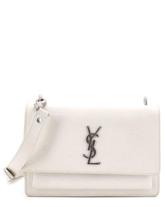 Saint Laurent White Leather Sunset Satchel Medium (Authentic Pre-Loved)