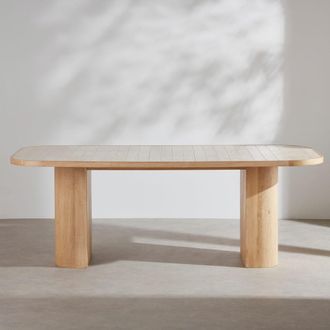 Maisons du monde Mesa de comedor de madera de mango y cerámica efecto zellige crudo 205 cm