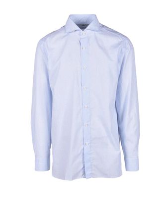 LUIGI BORRELLI NAPOLI White/Light Blue Shirt Cotton