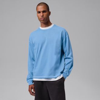 Nike Jordan Mens Jordan Flight Heavyweight Long-Sleeve Top in Blue | IF1829-489