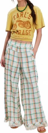 Free People Hour Glass Wide Leg Pants In Ivory Combo
