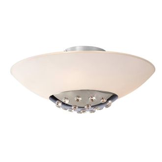 Netlighting Amada Flush Ceiling 6 Light G9 Polished ChromeOpal White Glass in Grey