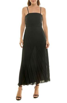 Nicole Miller Strapless Pleated Chiffon Maxi Dress in Very Black at Nordstrom Rack, Size 10