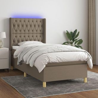 vidaXL Vidaxl - Cama Box Spring Colch&oacute;n Y Luces Led Tela Gris Taupe 90x190 Cm