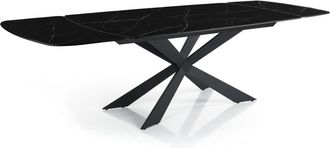 Oresteluchetta Mesa extensible oval cer&aacute;mica/acero negro-negro 75,5x80x120-180 cm
