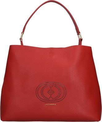 La Carrie Drilled Logo Hook Leren Tas - Dames - Handtassen - Rood - ONE Size - Leer - Tassen