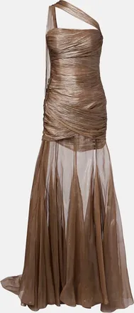 Maria Lucia Hohan Marimar one-shoulder silk bustier gown