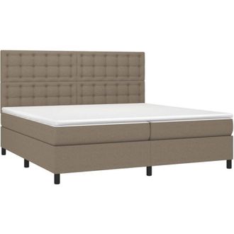 vidaXL Vidaxl - Cama Box Spring Colch&oacute;n Y Luces Led Tela Gris Taupe 200x200 Cm