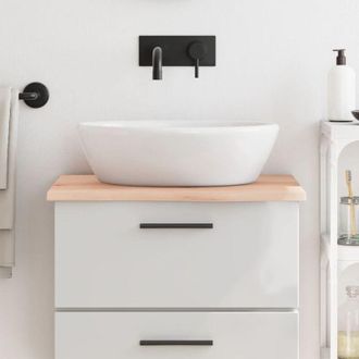 vidaXL Encimera De Ba&ntilde;o Madera Maciza Sin Tratar 60x40x6 Cm Vidaxl