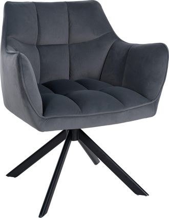 Clp Clp - Silla De Comedor Swing En Terciopelo Gris Oscuro Negro