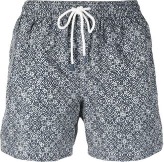 Fedeli graphic-print drawstring swim shorts - men - Recycled Polyester - XXXL - Grey