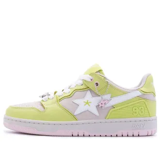 A Bathing Ape (WMNS) A BATHING APE Sk8 Sta Leather Low Yellow Pink BPYSNSN0098XJ