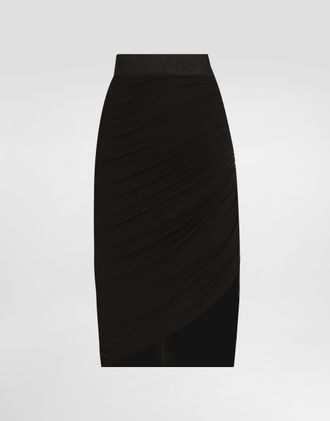 Dolce & Gabbana Asymmetrical Jersey Skirt With Draping - Woman Skirts Black Viscose 36