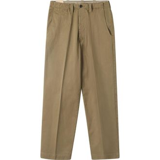Fortela Thomas Herringbone Cotton Trousers in Olive at Nordstrom, Size 36 Eu